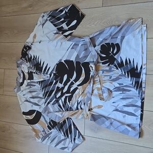 NATORI Palm Leaf Belted Blouse XL
